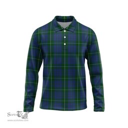 Scottish Hamilton Hunting Tartan Long Sleeve Plaid Polo Shirt