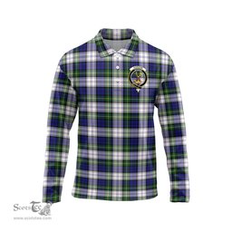 Scottish Gordon Dress Modern Clan Crest Tartan Polo Long Sleeve Plaid Polo Shirt
