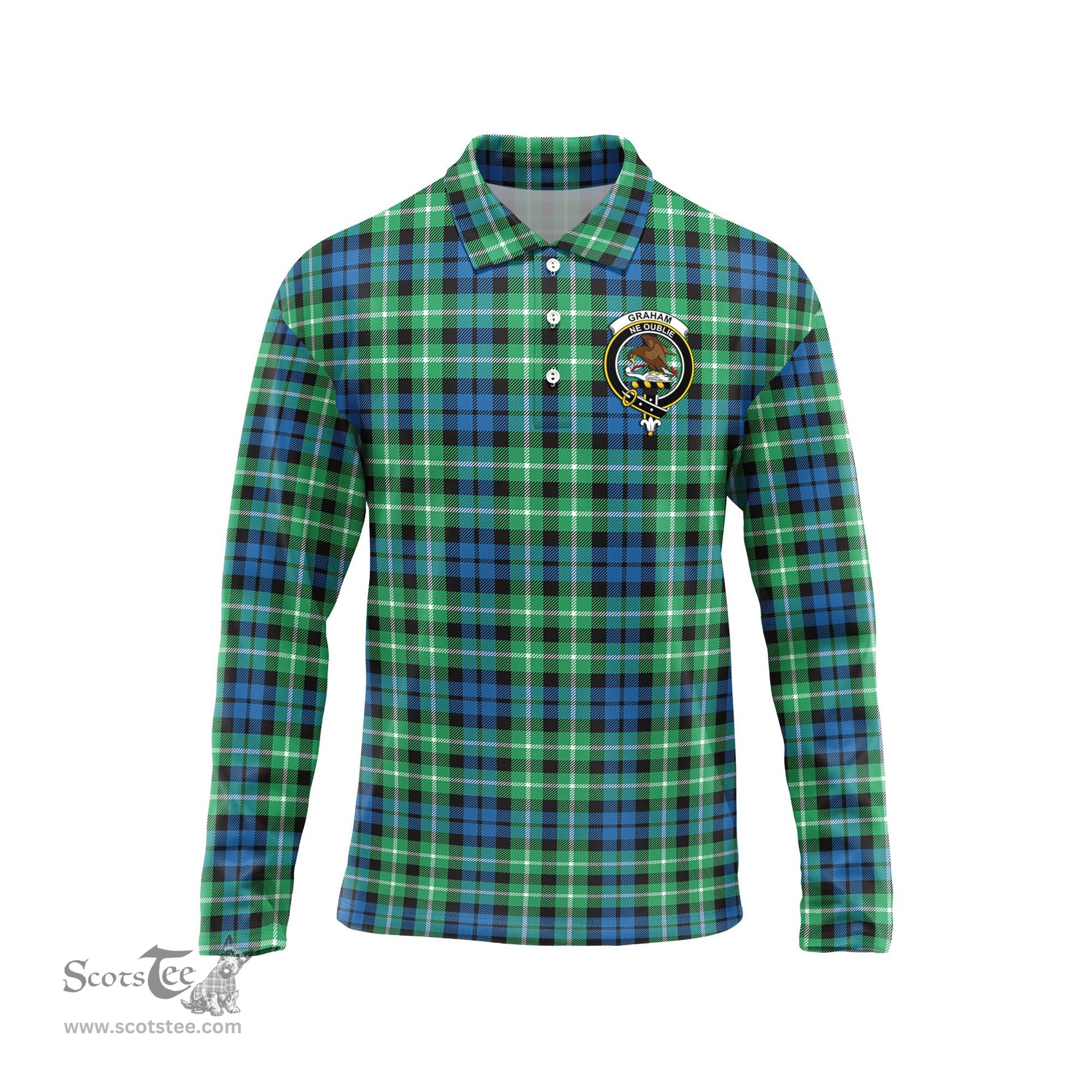 Scottish Graham of Montrose Ancient Clan Crest Tartan Polo Long Sleeve Plaid Polo Shirt