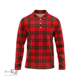 Scottish Grant Modern Tartan Long Sleeve Plaid Polo Shirt