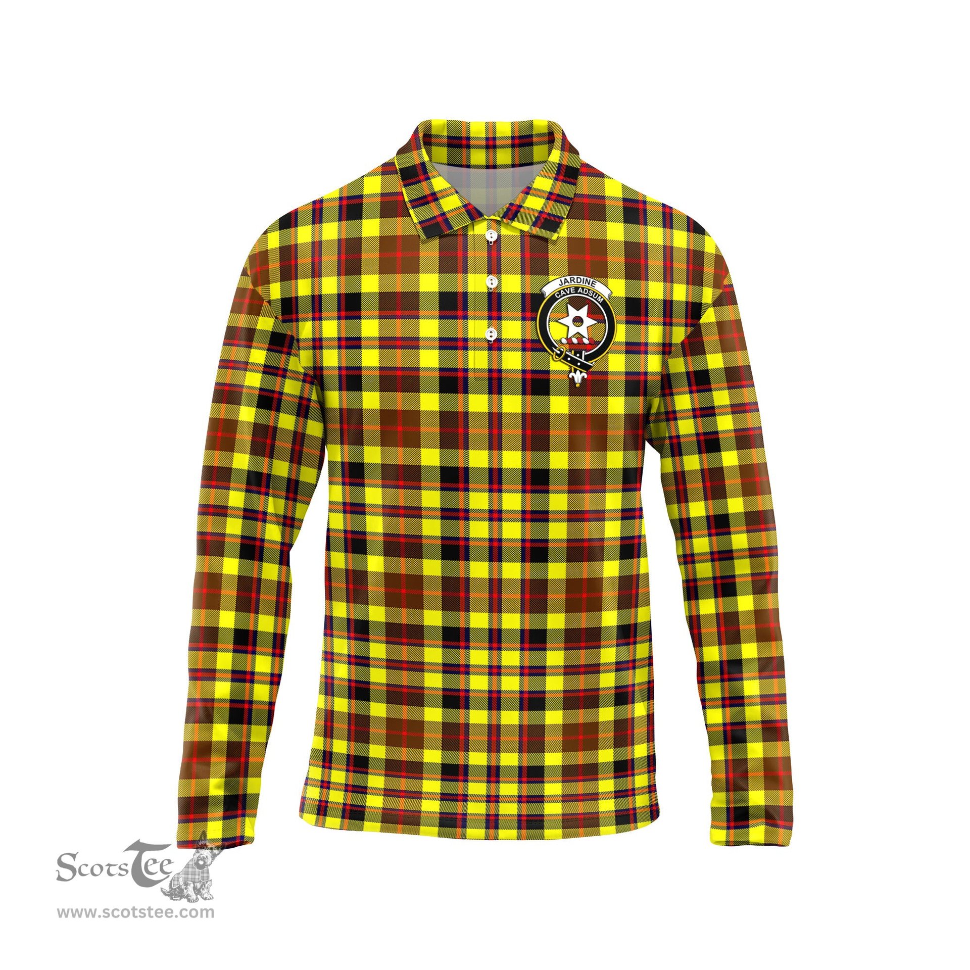 Scottish Jardine Modern Clan Crest Tartan Polo Long Sleeve Plaid Polo Shirt