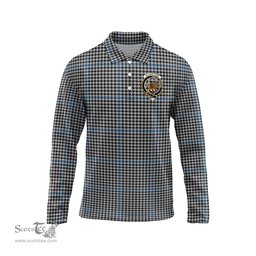 Scottish Gladstone Clan Crest Tartan Polo Long Sleeve Plaid Polo Shirt