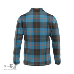 Scottish Garden Clan Crest Tartan Polo Long Sleeve Plaid Polo Shirt