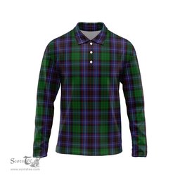 Scottish Hunter of Peebleshire Tartan Long Sleeve Plaid Polo Shirt