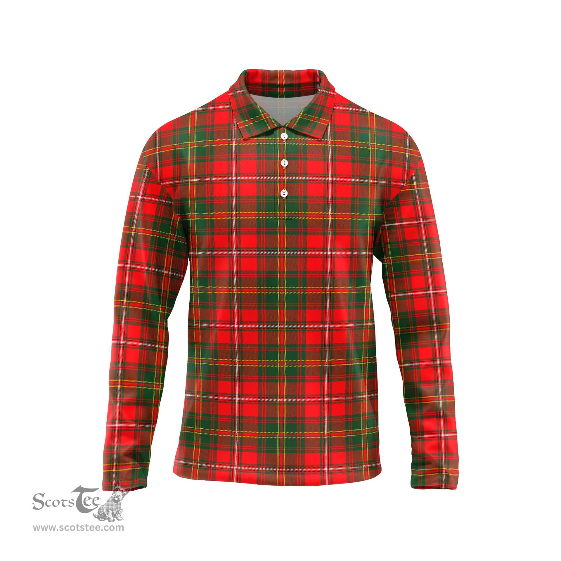 Scottish Hay Modern Tartan Long Sleeve Plaid Polo Shirt