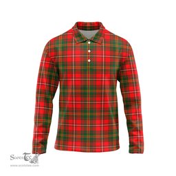 Scottish Hay Modern Tartan Long Sleeve Plaid Polo Shirt