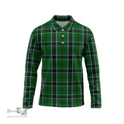 Scottish Innes Hunting Tartan Long Sleeve Plaid Polo Shirt