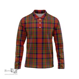 Scottish Hepburn Tartan Long Sleeve Plaid Polo Shirt
