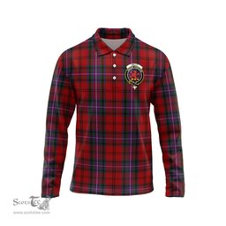 Scottish Kelly of Sleat Red Clan Crest Tartan Polo Long Sleeve Plaid Polo Shirt