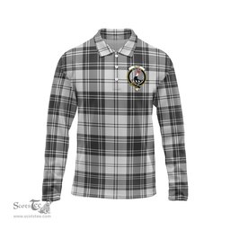 Scottish Glen Clan Crest Tartan Polo Long Sleeve Plaid Polo Shirt