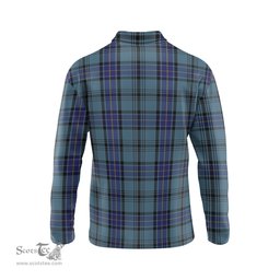 Scottish Hannay Blue Clan Crest Tartan Polo Long Sleeve Plaid Polo Shirt