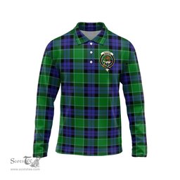 Scottish Graham of Menteith Modern Clan Crest Tartan Polo Long Sleeve Plaid Polo Shirt