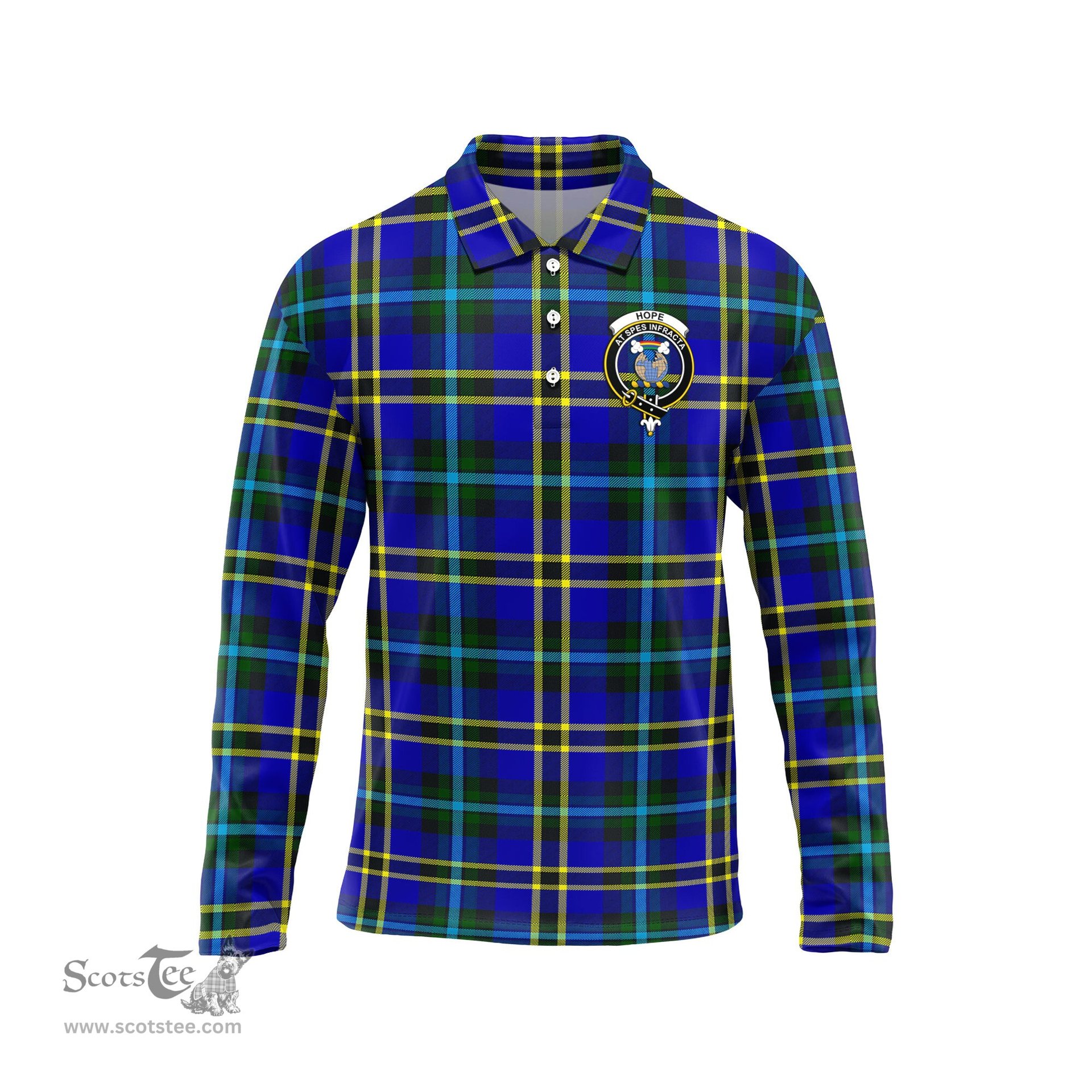 Scottish Hope Modern Clan Crest Tartan Polo Long Sleeve Plaid Polo Shirt