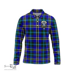 Scottish Hope Modern Clan Crest Tartan Polo Long Sleeve Plaid Polo Shirt