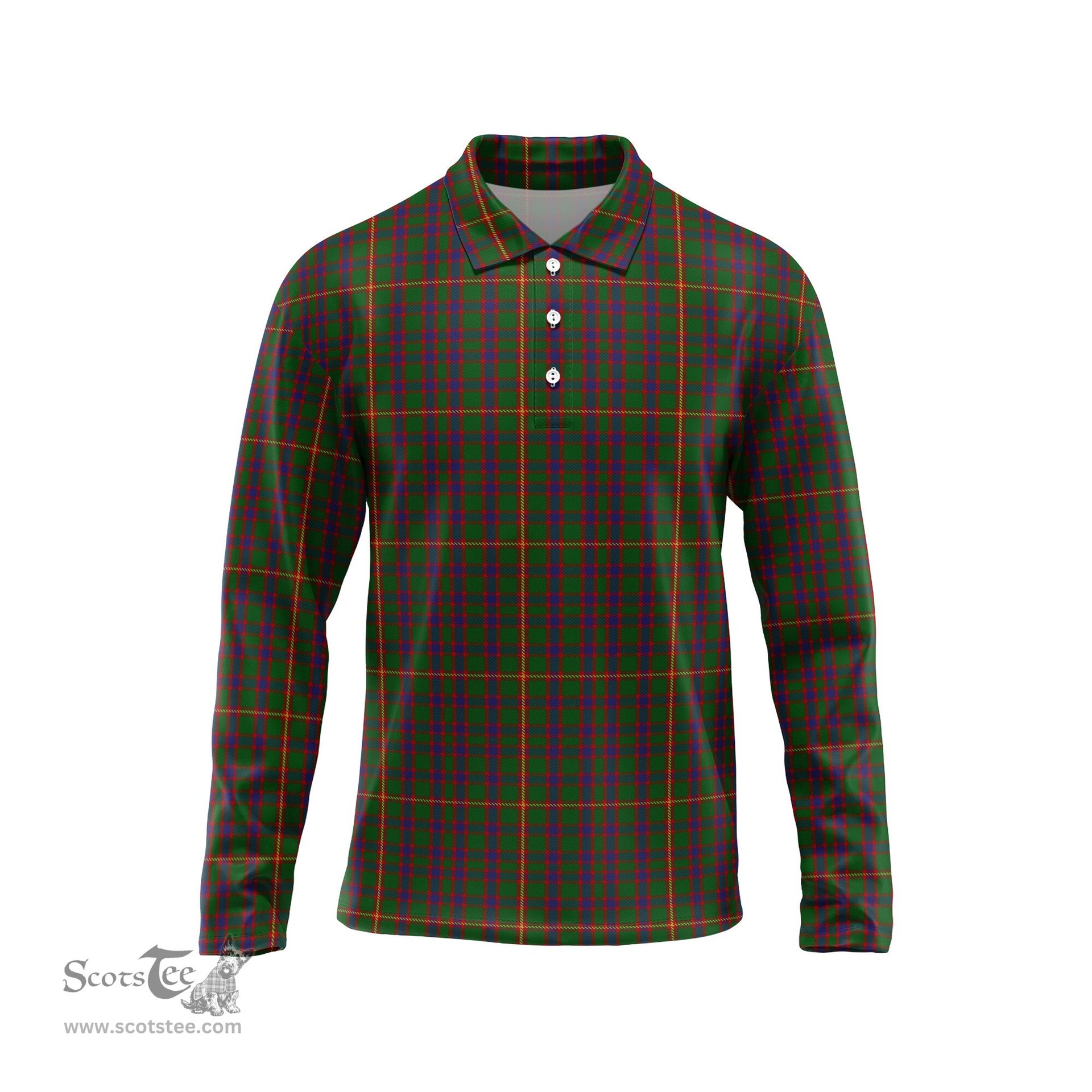 Scottish Hall Tartan Long Sleeve Plaid Polo Shirt