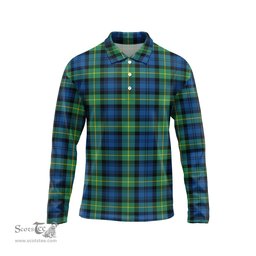 Scottish Gordon Ancient Tartan Long Sleeve Plaid Polo Shirt