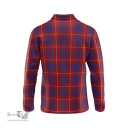 Scottish Hamilton Clan Crest Tartan Polo Long Sleeve Plaid Polo Shirt