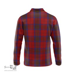 Scottish Leslie Red Tartan Long Sleeve Plaid Polo Shirt