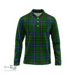 Scottish Henderson Modern Tartan Long Sleeve Plaid Polo Shirt