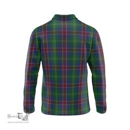 Scottish Hart of Scotland Tartan Long Sleeve Plaid Polo Shirt