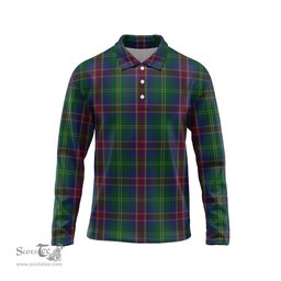 Scottish Hart of Scotland Tartan Long Sleeve Plaid Polo Shirt