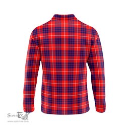 Scottish Hamilton Modern Tartan Long Sleeve Plaid Polo Shirt