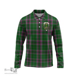 Scottish Gray Hunting Clan Crest Tartan Polo Long Sleeve Plaid Polo Shirt