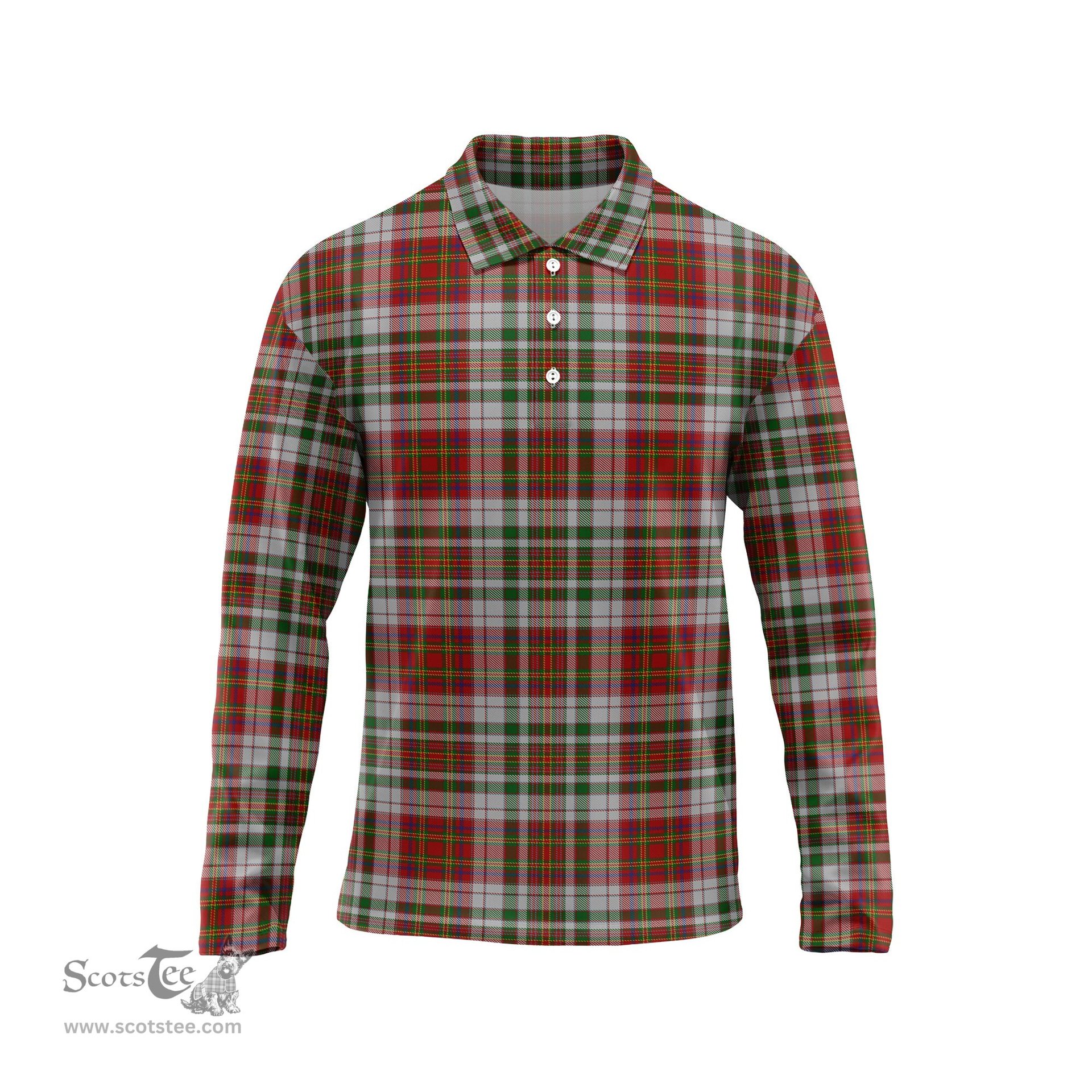 Scottish MacAlister Dress Tartan Long Sleeve Plaid Polo Shirt