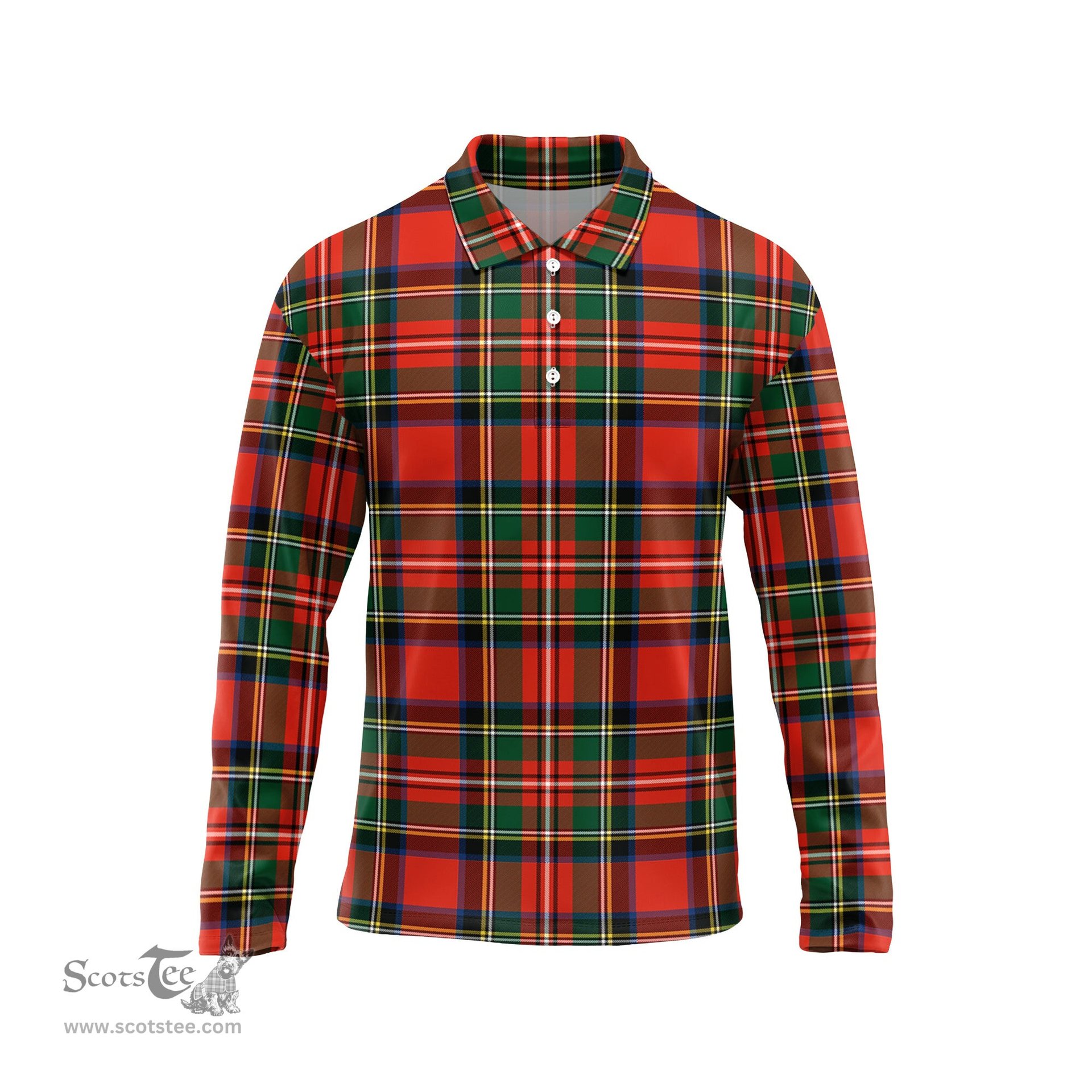 Scottish Lyle Tartan Long Sleeve Plaid Polo Shirt