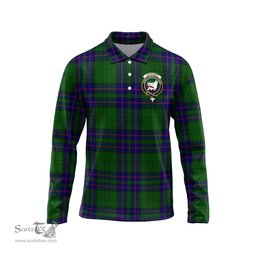Scottish Lockhart Modern Clan Crest Tartan Polo Long Sleeve Plaid Polo Shirt