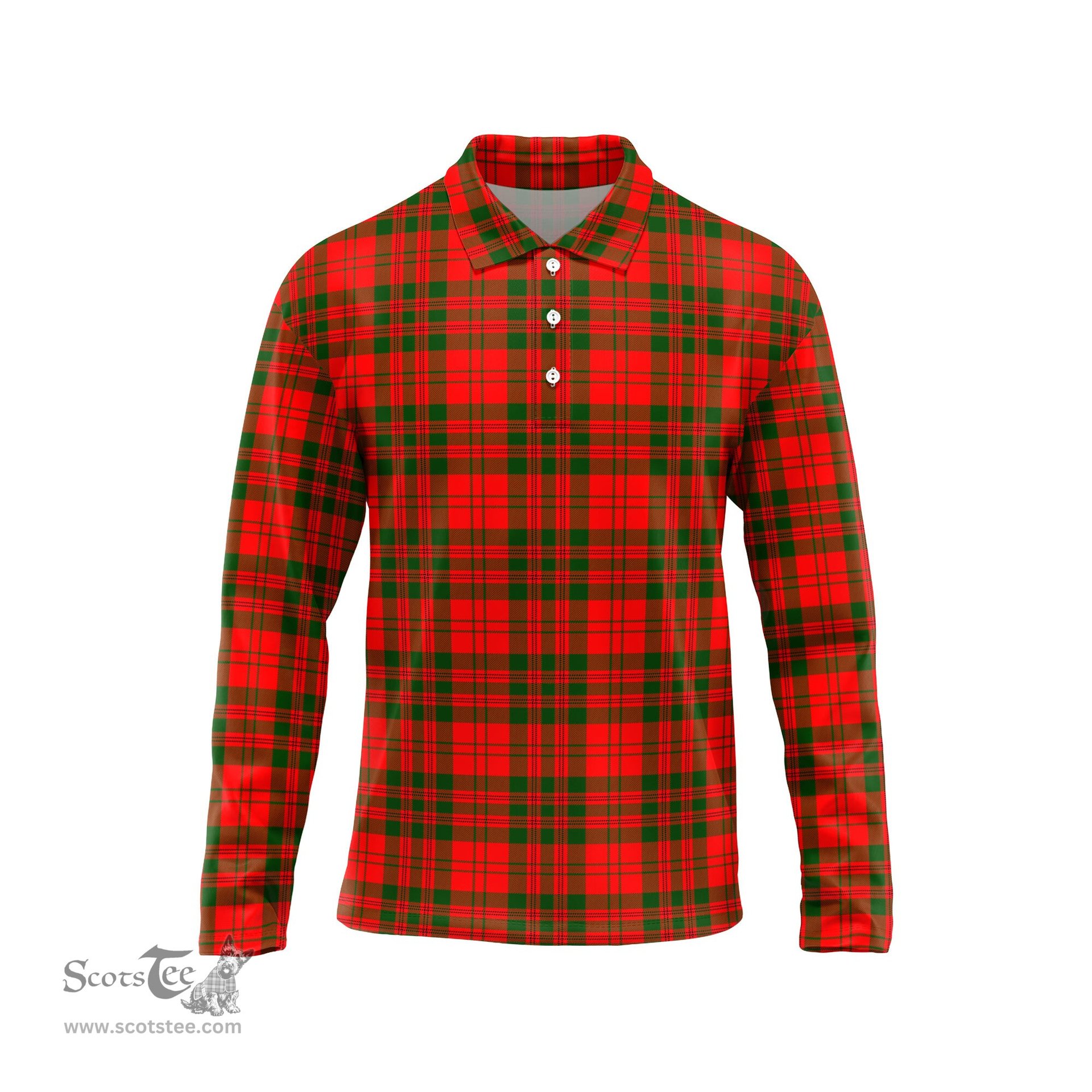 Scottish Livingston Modern Tartan Long Sleeve Plaid Polo Shirt