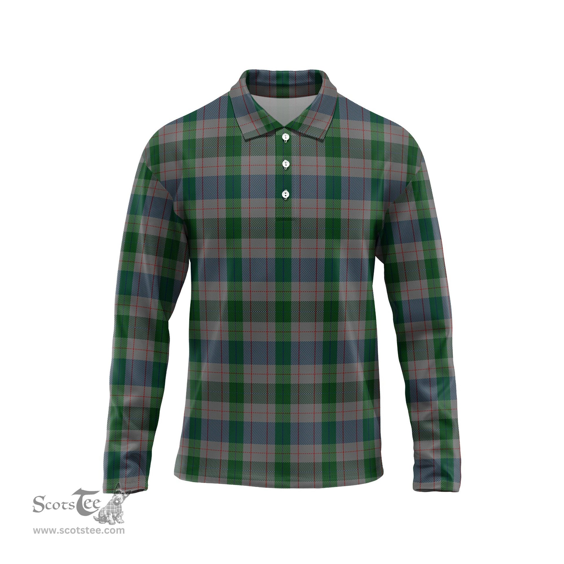 Scottish Lloyd of Wales Tartan Long Sleeve Plaid Polo Shirt