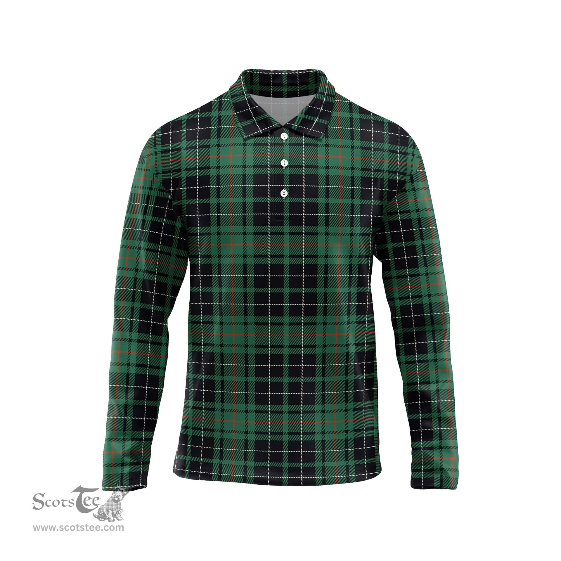 Scottish MacAulay Hunting Ancient Tartan Long Sleeve Plaid Polo Shirt