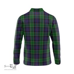 Scottish Leslie Hunting Tartan Long Sleeve Plaid Polo Shirt