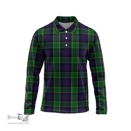 Scottish Leslie Hunting Tartan Long Sleeve Plaid Polo Shirt