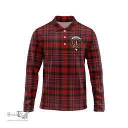 Scottish MacAlister Clan Crest Tartan Polo Long Sleeve Plaid Polo Shirt