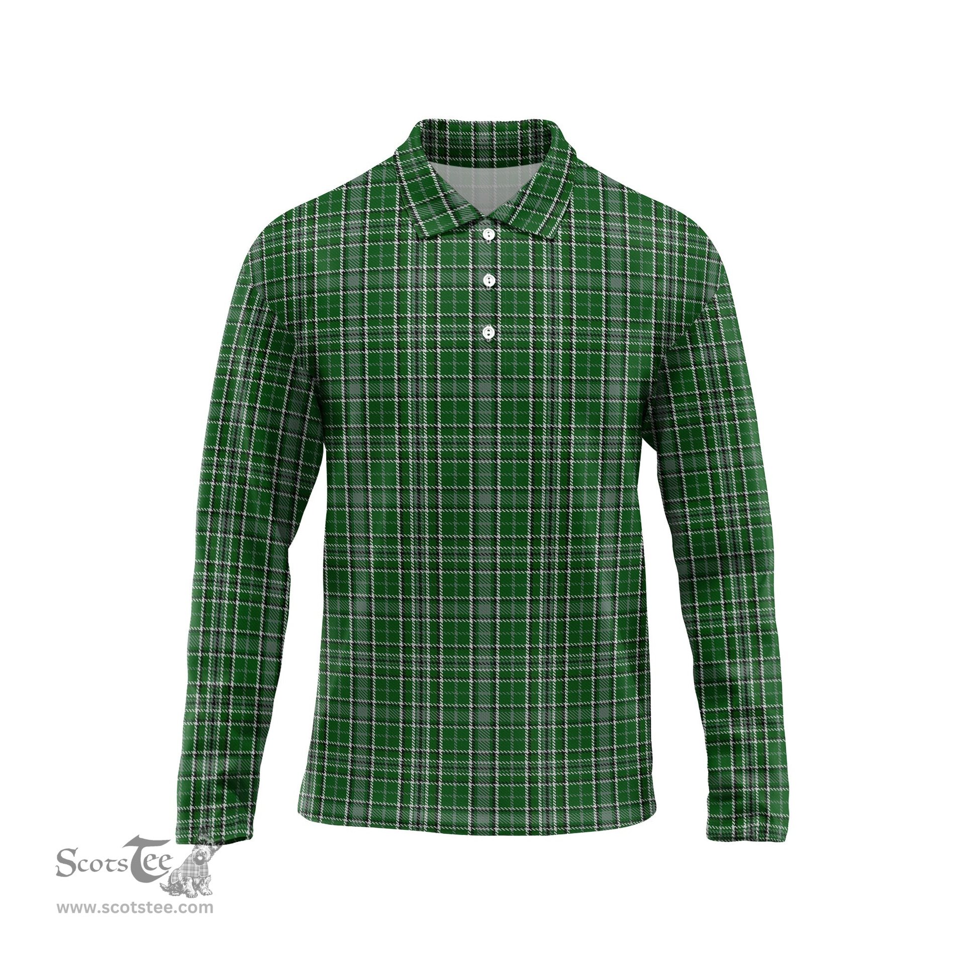Scottish Gayre Dress Tartan Long Sleeve Plaid Polo Shirt