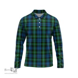 Scottish Lyon Tartan Long Sleeve Plaid Polo Shirt