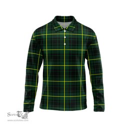 Scottish MacArthur Modern Tartan Long Sleeve Plaid Polo Shirt