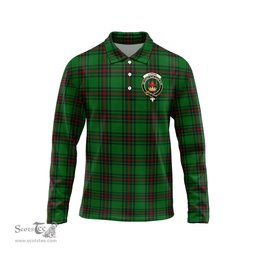 Scottish Lundin Clan Crest Tartan Polo Long Sleeve Plaid Polo Shirt