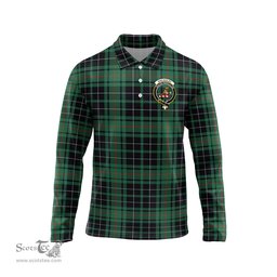 Scottish MacAulay Hunting Ancient Clan Crest Tartan Polo Long Sleeve Plaid Polo Shirt