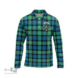 Scottish Gunn Ancient Clan Crest Tartan Polo Long Sleeve Plaid Polo Shirt