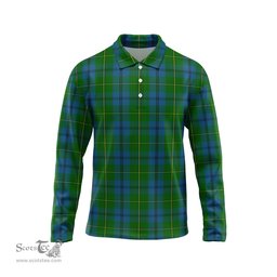 Scottish Johnstone Tartan Long Sleeve Plaid Polo Shirt