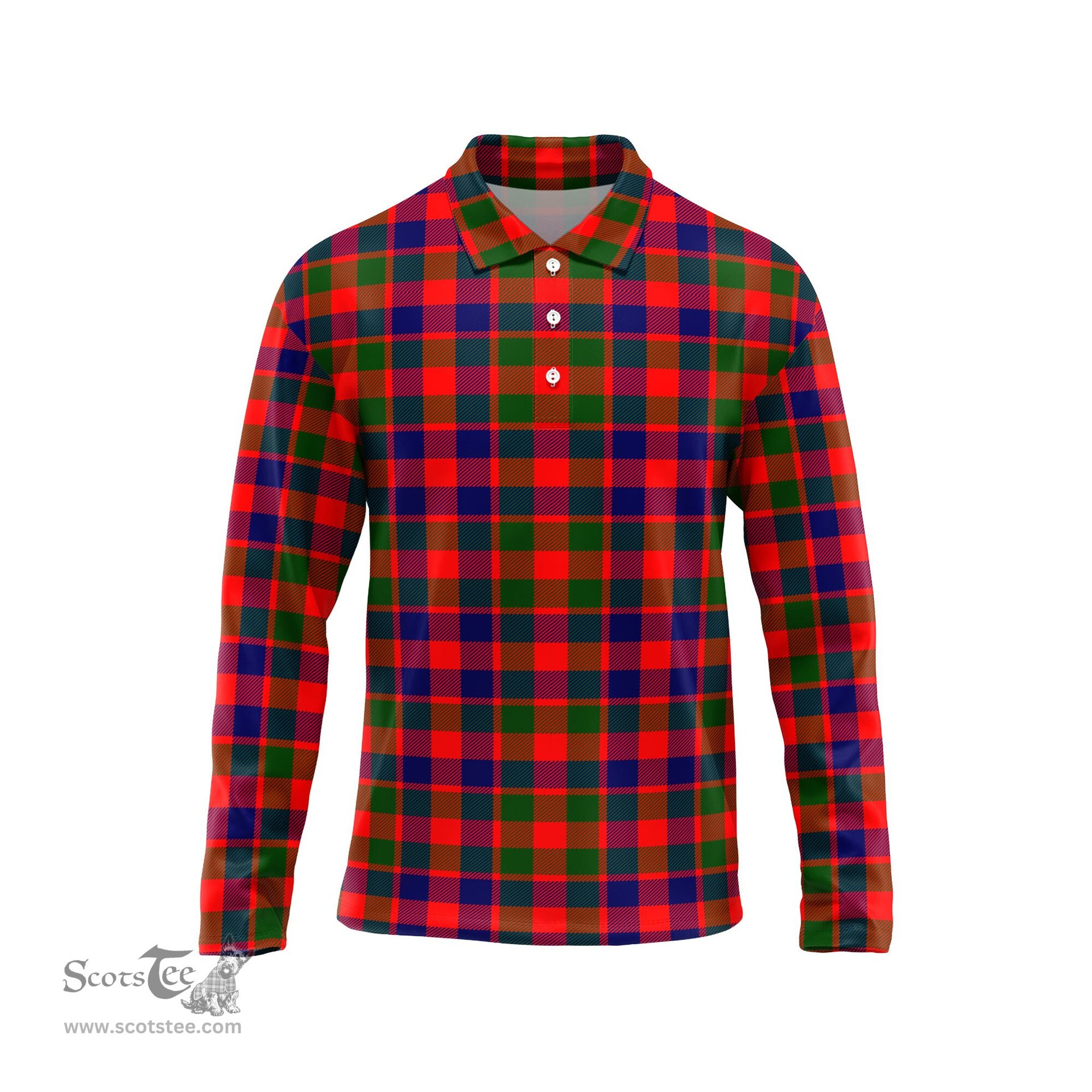 Scottish Gow Modern Tartan Long Sleeve Plaid Polo Shirt