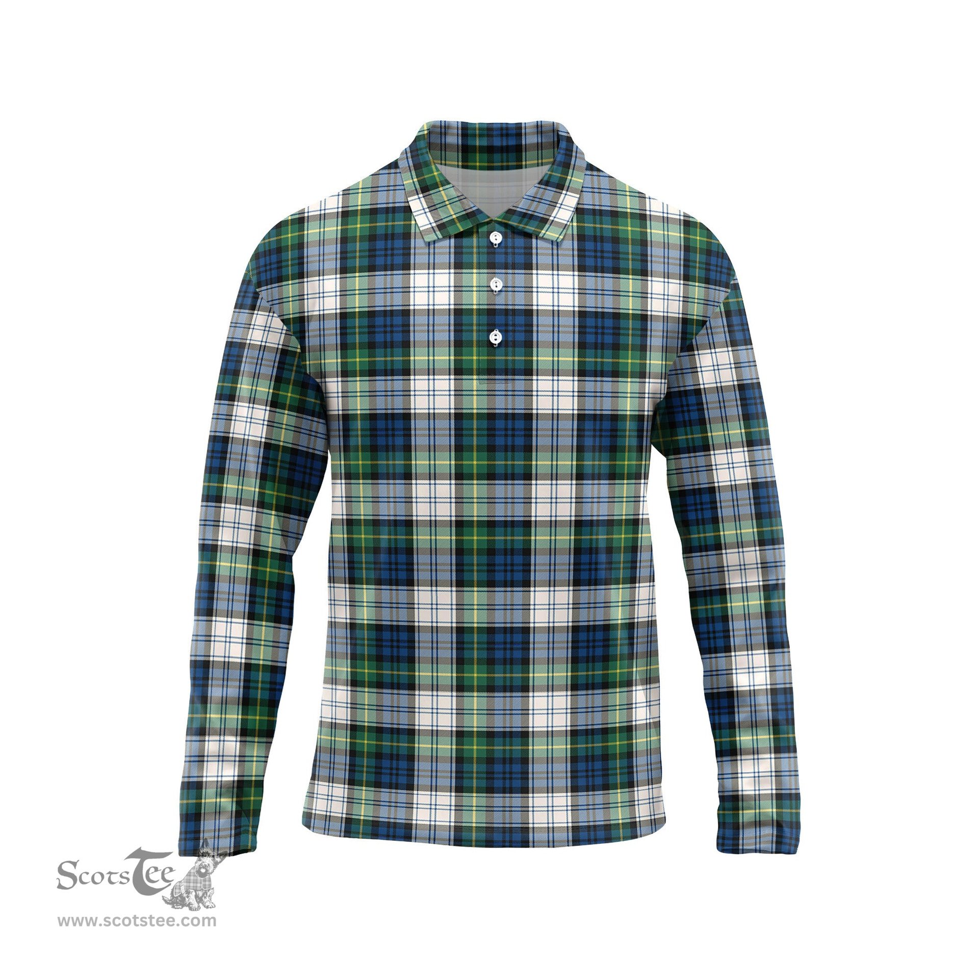 Scottish Gordon Dress Ancient Tartan Long Sleeve Plaid Polo Shirt