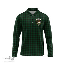 Scottish Graham Clan Crest Tartan Polo Long Sleeve Plaid Polo Shirt