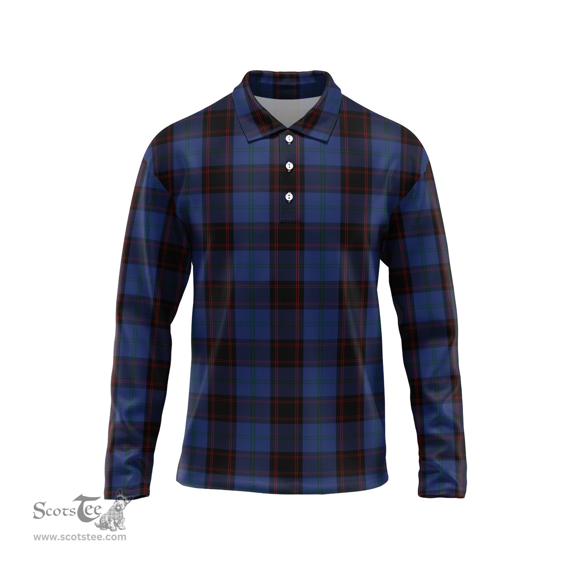 Scottish Home (Hume) Tartan Long Sleeve Plaid Polo Shirt