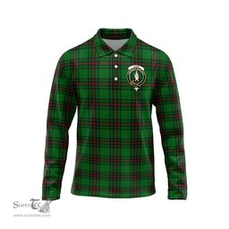 Scottish Logie Clan Crest Tartan Polo Long Sleeve Plaid Polo Shirt