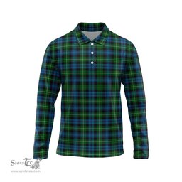 Scottish Lamont Tartan Long Sleeve Plaid Polo Shirt