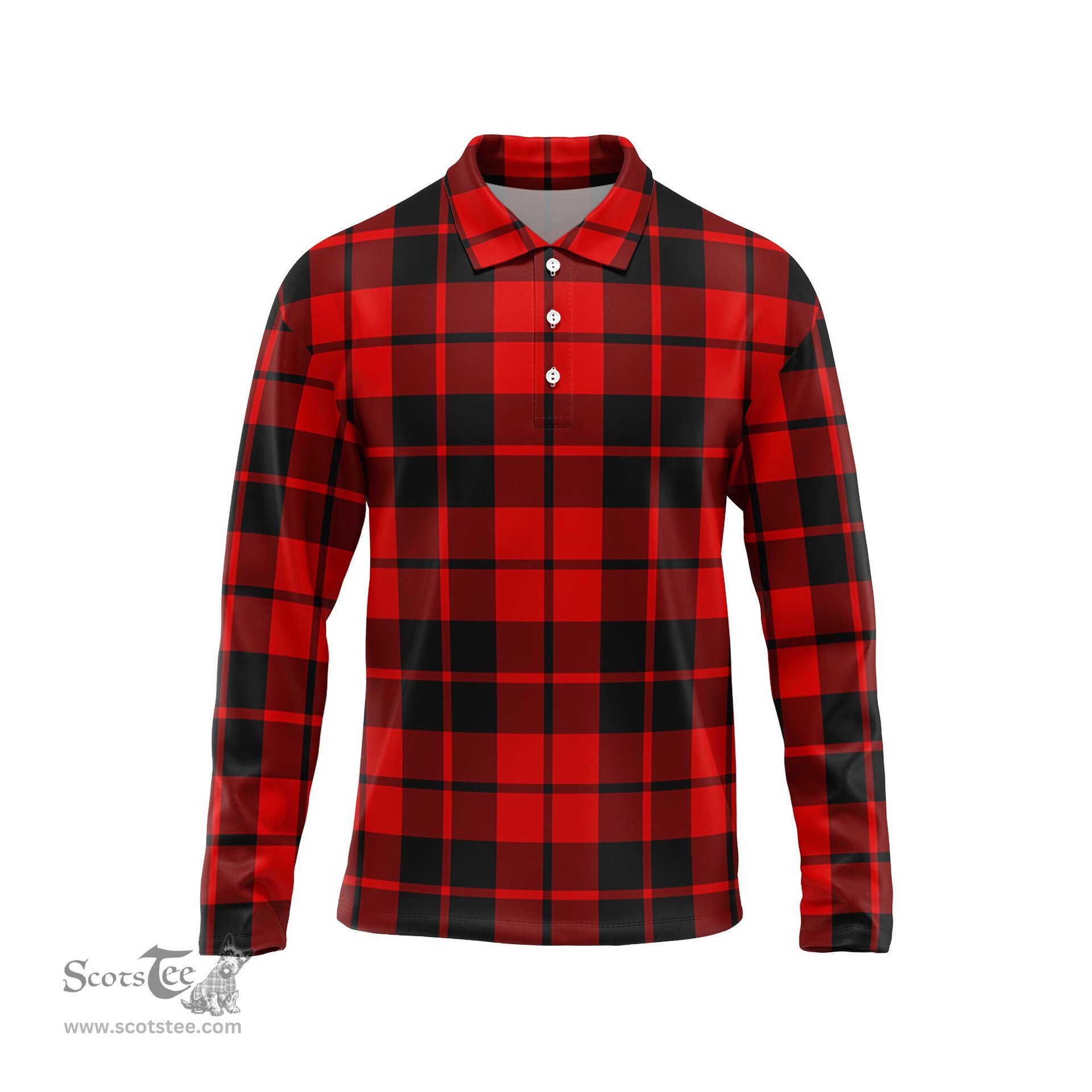 Scottish Hogg Tartan Long Sleeve Plaid Polo Shirt